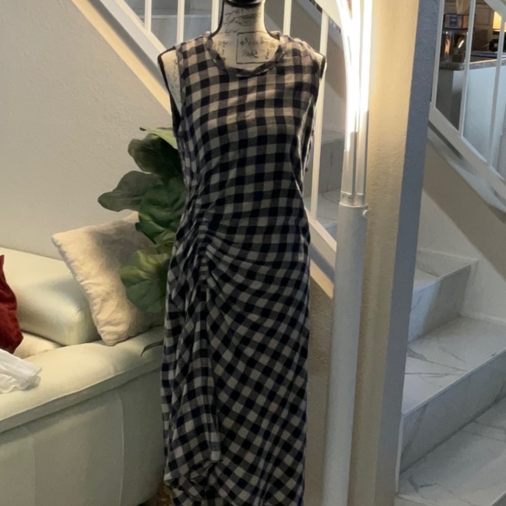 James Perse checked wool mix sleeveless dress.  Size L